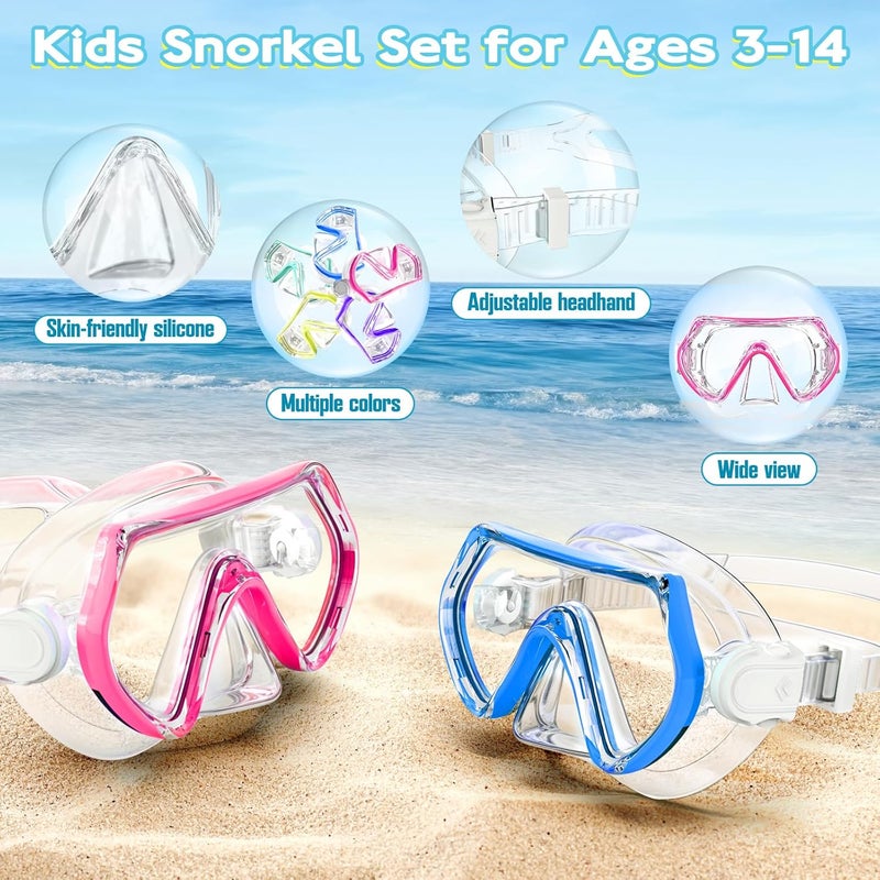 ZipAura Snorkeling Gear for Kids, Kids Snorkel Set for Ages 3-14, Anti-Fog Diving Mask and Dry Top Snorkel Combo Set, Unisex Swimming Goggles - Image 5